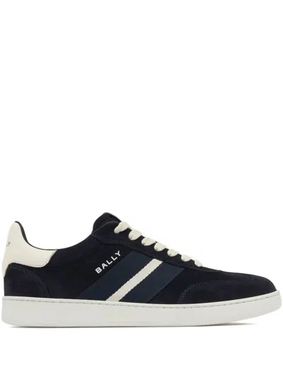 Bally Retro Crest Stripe Suede Sneakers In Blue