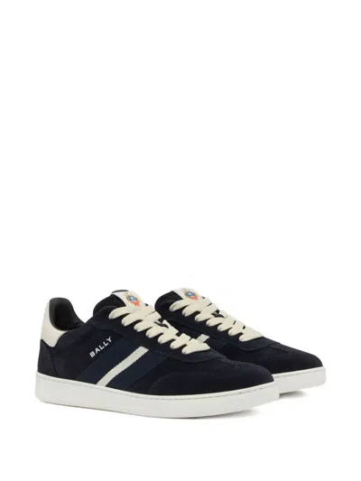 Bally Retro Crest Stripe Suede Sneakers In Blue