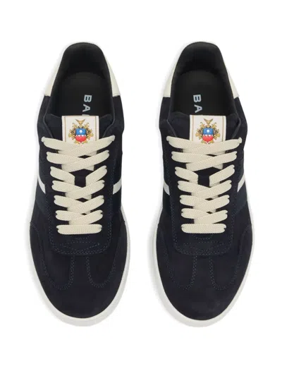 Bally Retro Crest Stripe Suede Sneakers In Blue