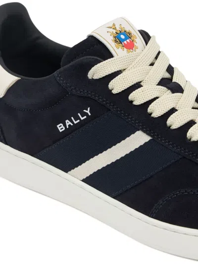 Bally Retro Crest Stripe Suede Sneakers In Blue