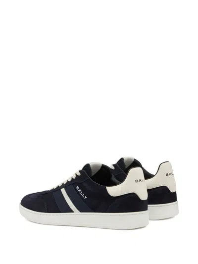 Bally Retro Crest Stripe Suede Sneakers In Blue