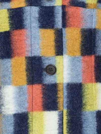 方形图案单排扣外套