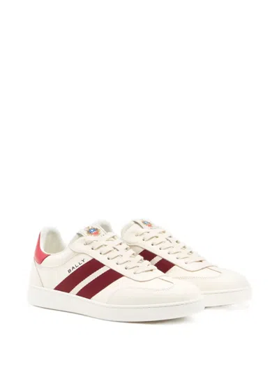 Bally Retro Crest Striped Leather Sneakers In White