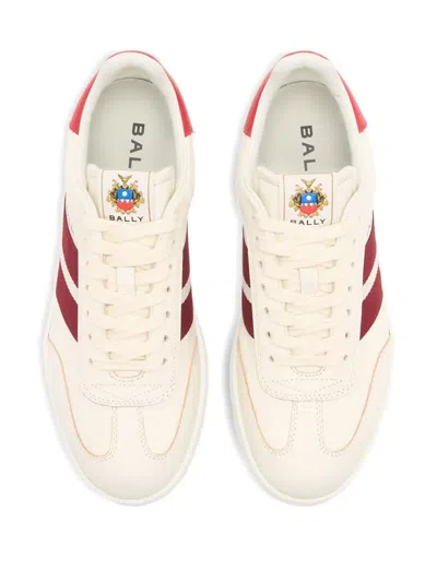 Bally Retro Crest Striped Leather Sneakers In White