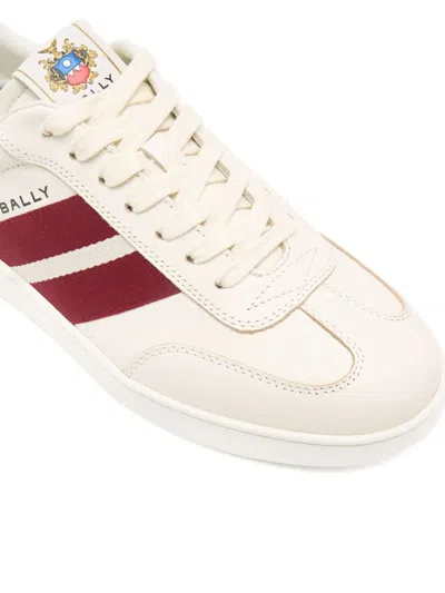 Bally Retro Crest Striped Leather Sneakers In White
