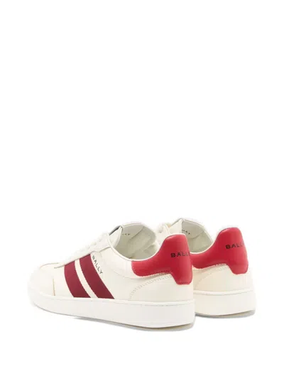 Bally Retro Crest Striped Leather Sneakers In White