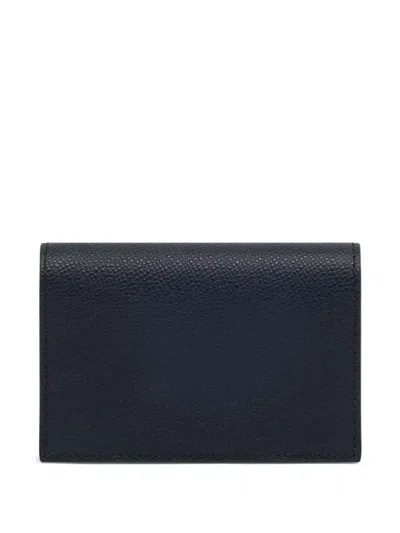 Bally Embossed Leather Card Holder In Blue