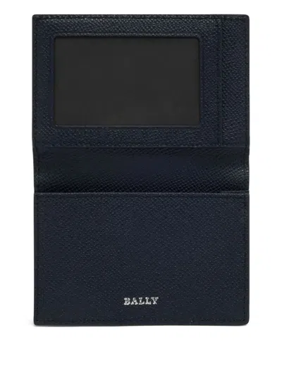 Bally Embossed Leather Card Holder In Blue