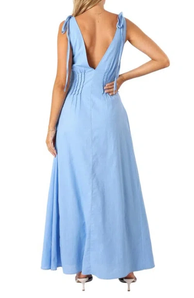 Petal And Pup Petal & Pup Lainey Tie Strap Cotton & Linen Maxi Dress In Blue