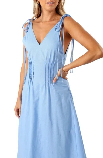Petal And Pup Petal & Pup Lainey Tie Strap Cotton & Linen Maxi Dress In Blue