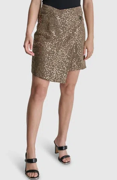 Dkny Plaid Sequin Wrap Miniskirt In Multi