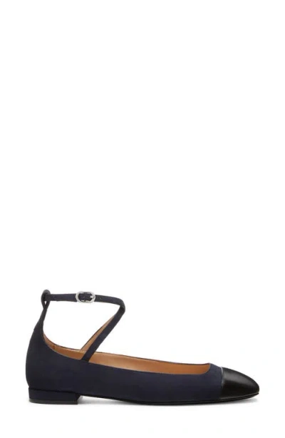 Stuart Weitzman Eden Strap Flat In Blue