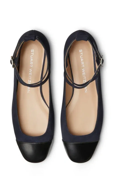 Stuart Weitzman Eden Strap Flat In Blue