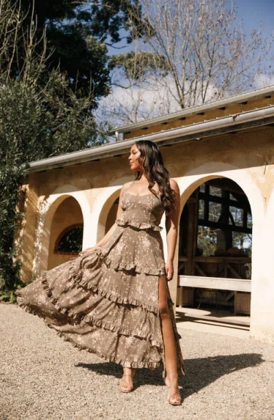 Petal And Pup Petal & Pup Lillee Tiered Maxi Dress In Brown