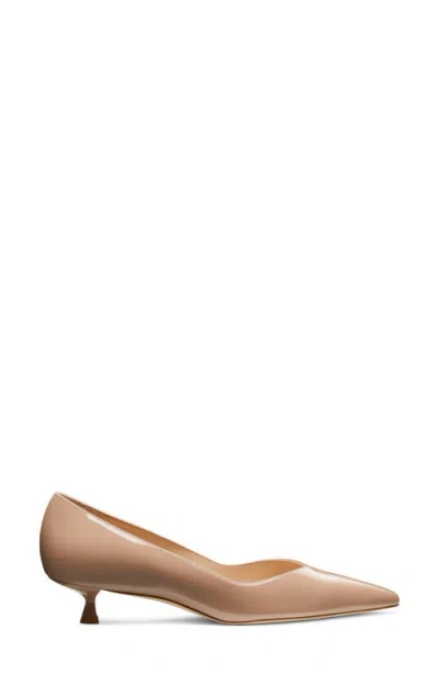 Stuart Weitzman Eva Kitten Heel Pointed Toe Pump In Brown