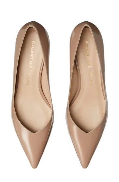 Stuart Weitzman Eva Kitten Heel Pointed Toe Pump In Brown