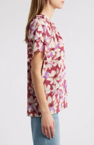 Rails Kamila Printed Split Neck Top In Purple
