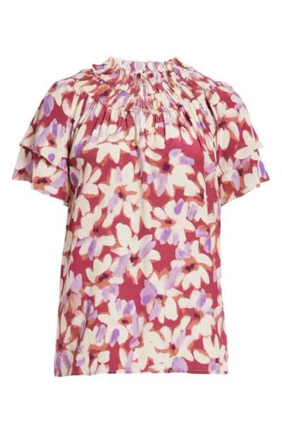 Rails Kamila Printed Split Neck Top In Purple