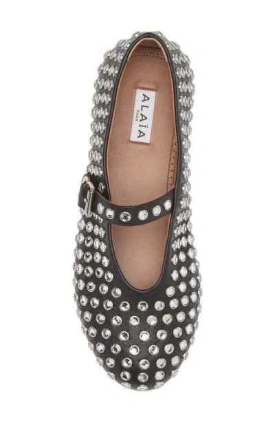 Alaïa Crystal Decorated Ballet Flat Shoes In Brown