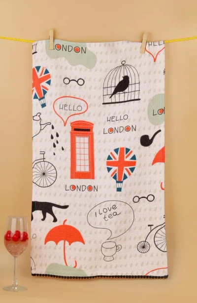 Tiramisu London Calling Set Of 3 Kitchen Towels In Red