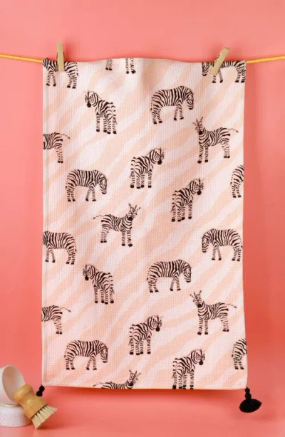 Tiramisu Whimsical Zebra Tassel Towel Set In Pink