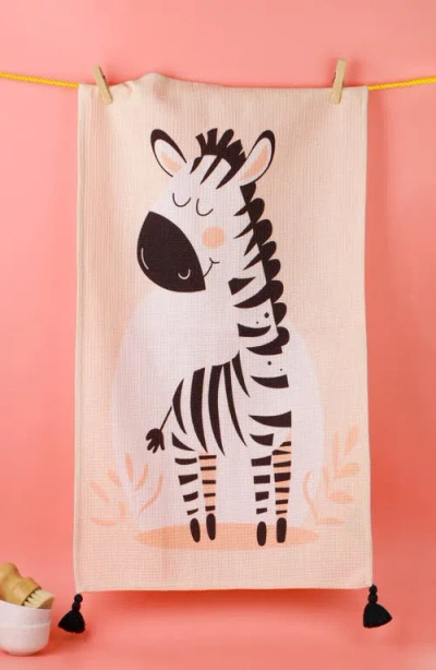 Tiramisu Whimsical Zebra Tassel Towel Set In Pink
