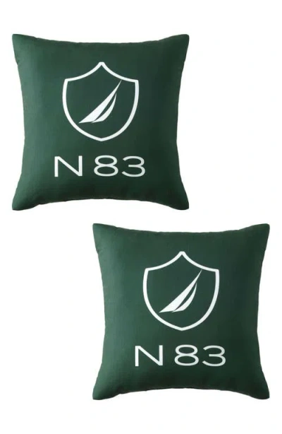 Nautica N83 Boat Printed Square Decorative Pillow, 18" X 18" In Green