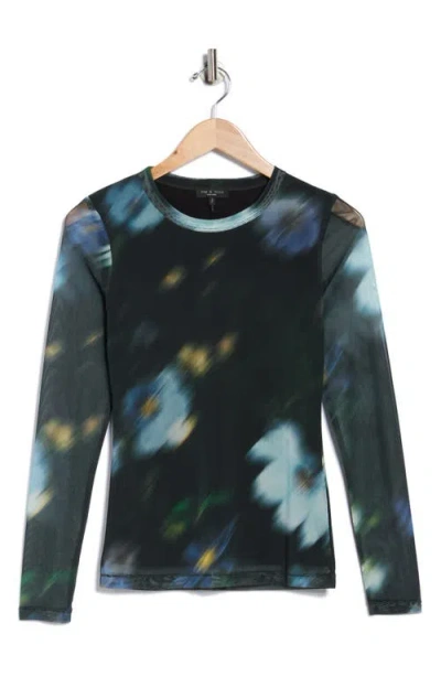 Rag & Bone Aliyah Long Sleeve Mesh Top In Multi