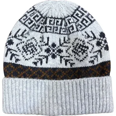 Marcus Adler Knit Fairisle Beanie Hat In Gray