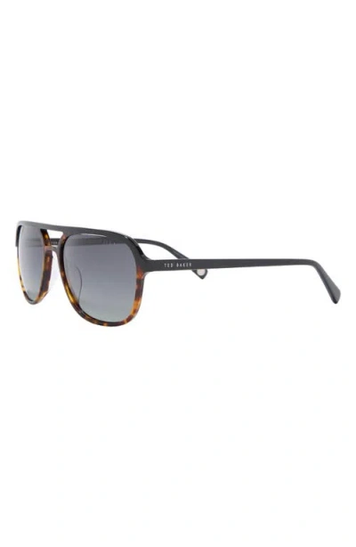 Ted Baker 58mm Polarized Navigator Sunglasses In Brown