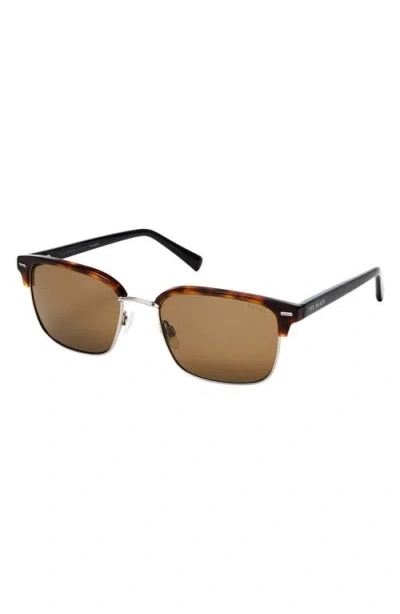 Ted Baker 55mm Polarized Rectangular Sunglasses In Brown