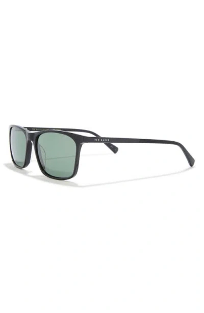 Ted Baker 57mm Polarized Rectangular Sunglasses In Black