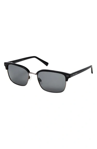 Ted Baker 55mm Polarized Rectangular Sunglasses In Black