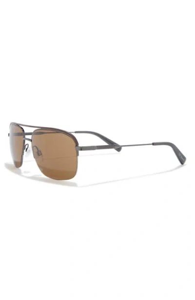 Ted Baker 58mm Polarized Navigator Sunglasses In Brown