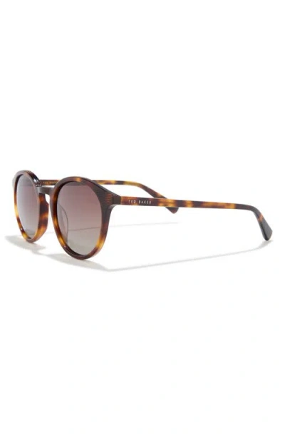 Ted Baker 51mm Polarized Round Sunglasses In Brown
