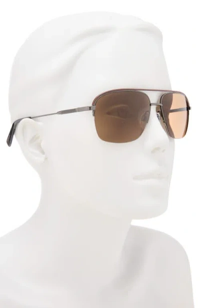Ted Baker 58mm Polarized Navigator Sunglasses In Brown