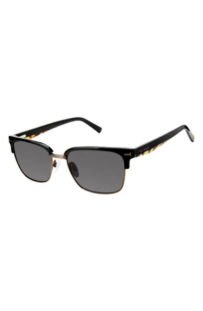 Ted Baker 55mm Polarized Square Sunglasses In Black