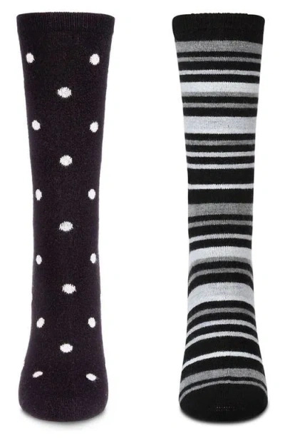 Memoi Assorted 2-pack Crew Socks In Black