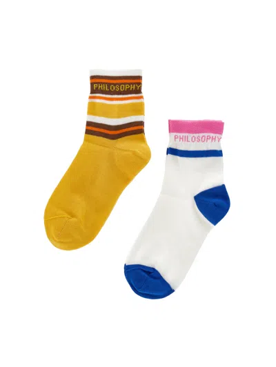 Monnalisa Set Of 2 Pairs Of Colored Socks In Blue