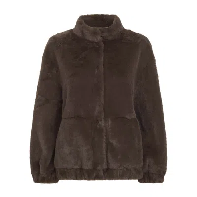 Nooki Design Women's Green Aubrey Faux Fur Jacket In Khaki In Brown