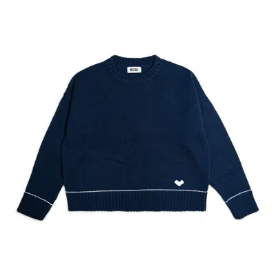 Gigi Knitwear Women's Blue Lara Charm Sweater In Navy & Ivory In Blue