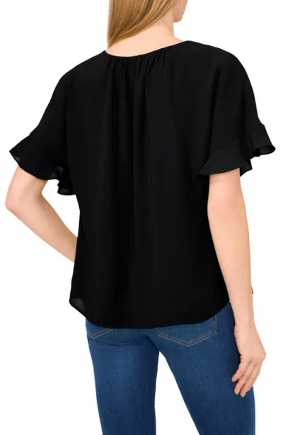 Cece Flutter Sleeve Georgette Top In Black