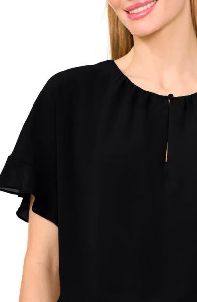 Cece Flutter Sleeve Georgette Top In Black