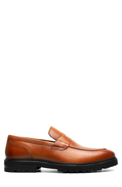 Stacy Adams Hazleton Apron Toe Lugged Penny Loafer In Brown