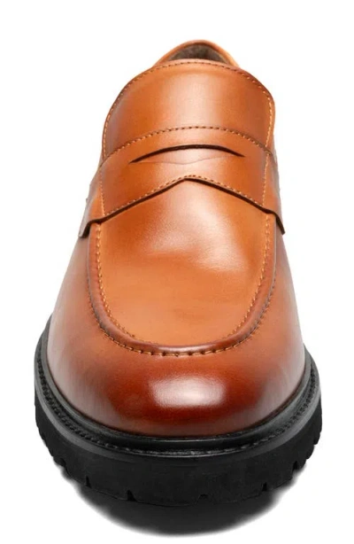 Stacy Adams Hazleton Apron Toe Lugged Penny Loafer In Brown