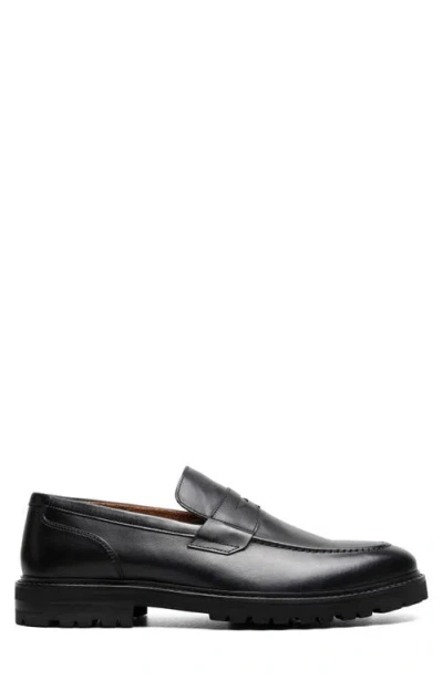 Stacy Adams Hazleton Apron Toe Lugged Penny Loafer In Black