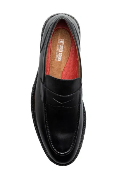 Stacy Adams Hazleton Apron Toe Lugged Penny Loafer In Black