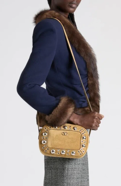 Valentino Nellcote Suede Crossbody In Neutral