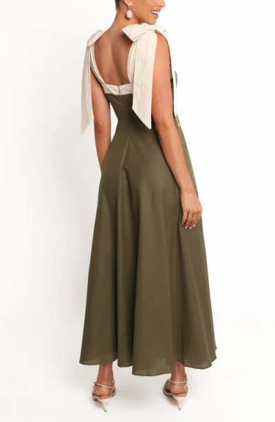 Petal And Pup Petal & Pup Olinda Bow Strap Cotton & Linen Maxi Dress In Animal Print