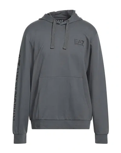 Ea7 Man Sweatshirt Charcoal Size Xxl Cotton In Blue